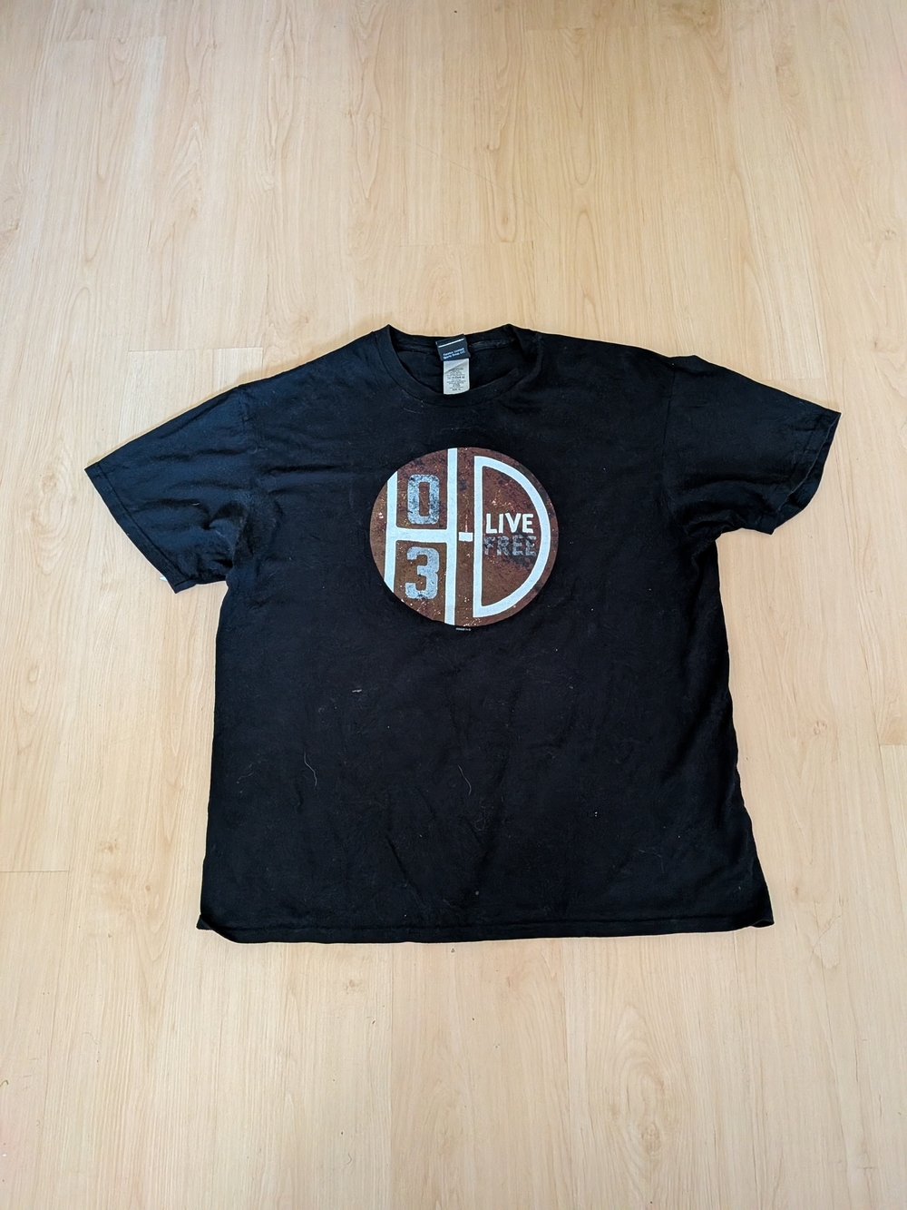 Harley-Davidson Black Shield Graphic T-Shirt Orange White Cotton Men's XL
